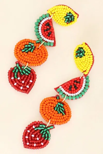 Sophia Collection Women's 4 Tier Beaded Fruit Long Dangle Earrings In Tropical Flair In Multi