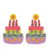 Sophia Collection Women's Beaded Birthday Cake Earrings In Lavender In Purple
