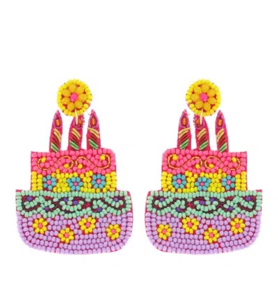 Sophia Collection Women's Beaded Birthday Cake Earrings In Lavender In Purple