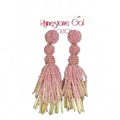 Sophia Collection Women's Beaded Tassel Earrings In Pink