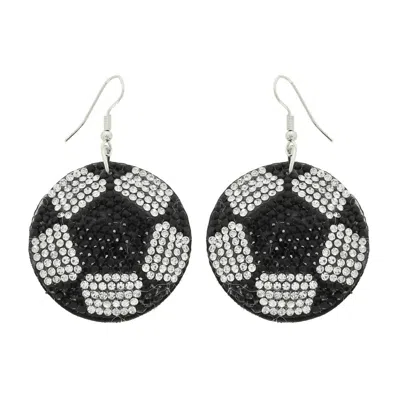 Sophia Collection Women's Blinged-out Soccer Spirit Earrings In Black