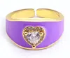 Sophia Collection Women's Bright Enamel Adjustable Ring With Zircon Heart In Purple In Purple