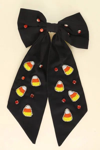 Sophia Collection Women's Candy Corn Jeweled Bow Barrette Hair Clip In Black