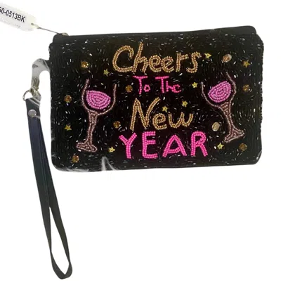 Sophia Collection Women's Cheers To The New Year Beaded Wristlet In Black