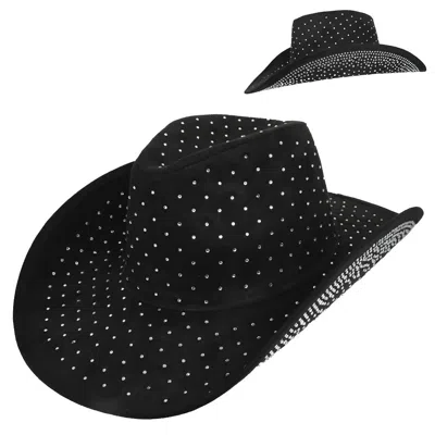 Sophia Collection Women's Fashion Rhinestone Jeweled Cow Boy Hat In Black