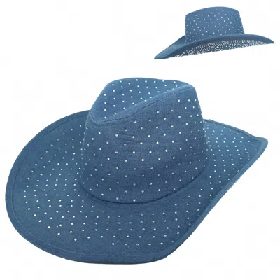 Sophia Collection Women's Fashion Rhinestone Jeweled Cow Boy Hat In Denim In Blue