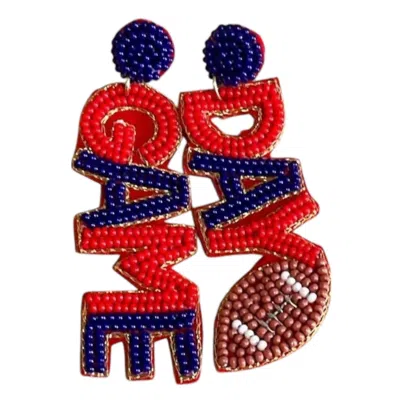Sophia Collection Women's Game Day Football Beaded Earrings In Red/ Blue