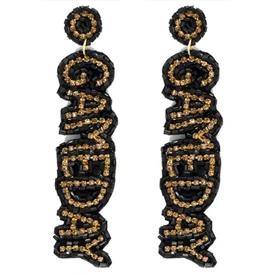 Sophia Collection Women's Game Day Letter Beaded Rhinestone Post Earrings In Black Gold In Gray