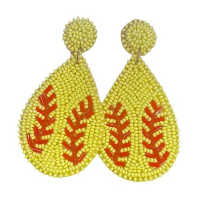 Sophia Collection Women's Game Day Spirit Softball Earrings In Yellow