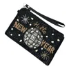 Sophia Collection Women's Hello New Year Beaded Wristlet In Black In Black