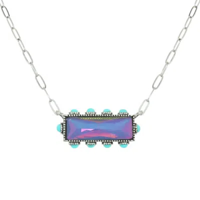 Sophia Collection Women's Horizontal Bar Necklace In Blue Gemstone In Multi