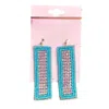 Sophia Collection Women's Rectangle Seed Bead & Rhinestone Earrings In Turquoise In Blue