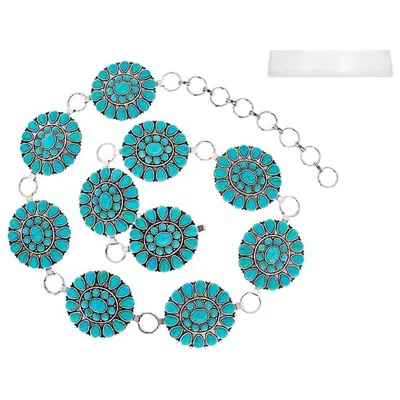 Sophia Collection Women's Round Concho Chain Belt In Turquoise