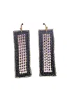 Sophia Collection Women's Seed Bead Rectangle With Rhinestone Center Earrings In Black In Black