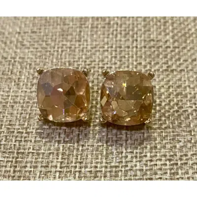 Sophia Collection Women's Square Faceted Gem Stud Earrings In Champagne In White