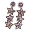Sophia Collection Women's Triple Star Happy New Year Drop Earrings In Silver In Silver