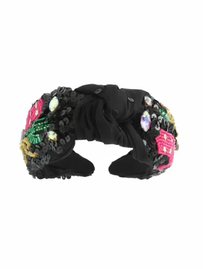 Sophia Collection Women's Western Sequins Embellished Top Knotted Headband In Black