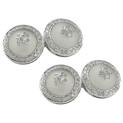 Pre-owned Sophia D . 0.63 Carat Diamond With Frosted Crystal Cufflinks In Multi