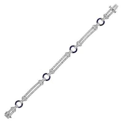 Pre-owned Sophia D , 1.10 Carat Sapphire And Diamond Platinum Bracelet In Blue