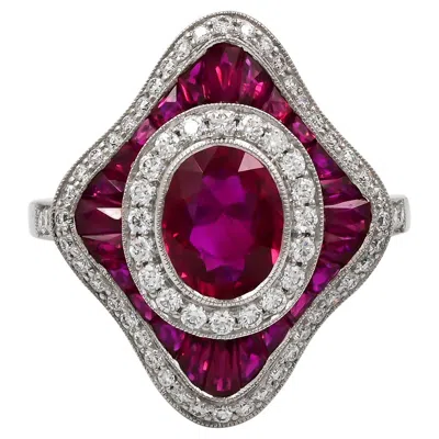 Pre-owned Sophia D . 1.29 Carat Ruby With Diamonds Art Deco Ring In Multi