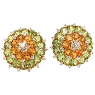 Pre-owned Sophia D . 13.87 Carat Peridot, Citrine And Diamond Earrings In Multi