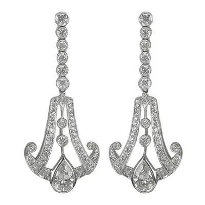 Pre-owned Sophia D 1.44 Carat Pear Cut Diamonds Platinum Earrings In Multi