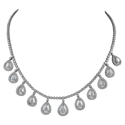 Pre-owned Sophia D , 14.40 Carat Pear Shaped Diamond Drop Platinum Necklace In Multi