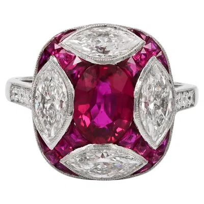 Pre-owned Sophia D , 1.51 Carat Ruby And Diamond Art Deco Style Ring In Platinum In Multi