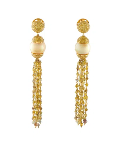 Pre-owned Sophia D 18k 1.30 Ct. Tw. Diamond Pearl Earring (authentic Pre-loved) In Gold