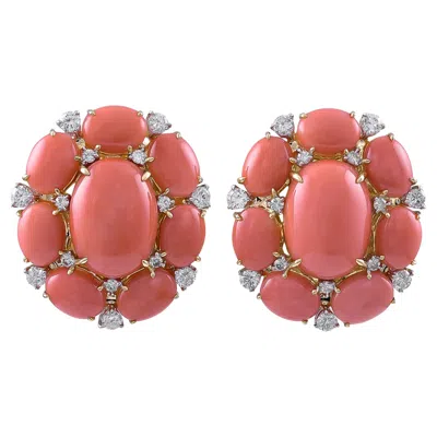 Pre-owned Sophia D . 18k Yellow Gold 25.78 Carats Coral Earrings