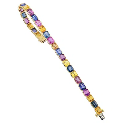 Pre-owned Sophia D . 18k Yellow Gold 29.46 Carat Multicolor Sapphire Bracelet