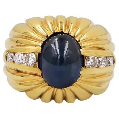 Pre-owned Sophia D . 18k Yellow Gold Blue Sapphire & Diamond Ring