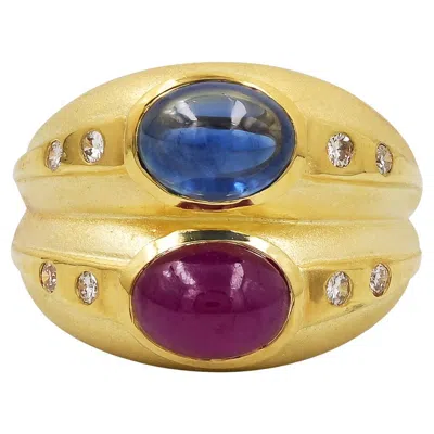 Pre-owned Sophia D . 18k Yellow Gold Ring With Blue Sapphire And Ruby