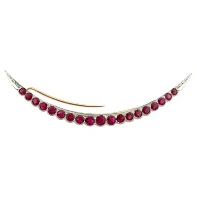 Pre-owned Sophia D . 18k Yellow Gold Ruby Brooch