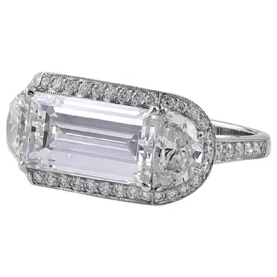 Pre-owned Sophia D . 2.01 Carat Baguette Diamond Engagement Ring With Half Moons In Multi