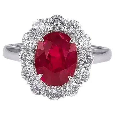 Pre-owned Sophia D 2.22 Carat Ruby And Diamond Ring Set In Platinum In Multi