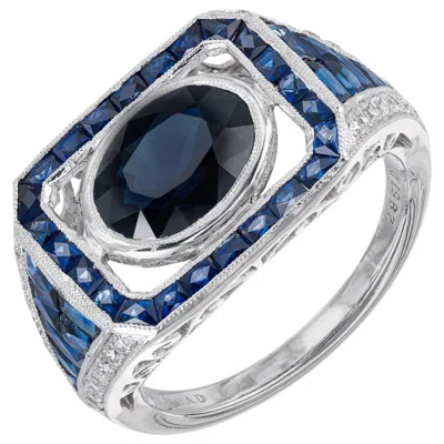 Pre-owned Sophia D 2.80 Carat Sapphire Diamond Platinum Engagement Ring In Blue