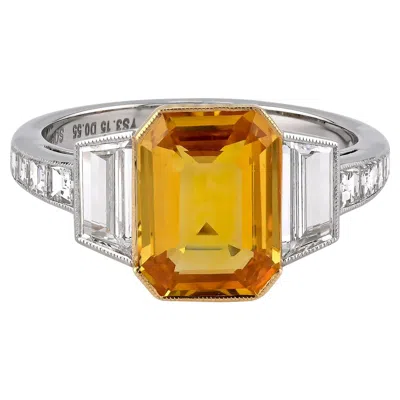 Pre-owned Sophia D . 3.08 Yellow Sapphire Ring