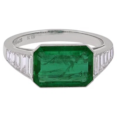 Pre-owned Sophia D . 3.09 Carat Emerald Ring In Green
