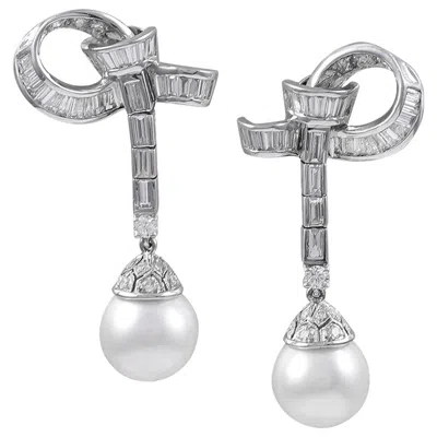 Pre-owned Sophia D , 3.46 Carat Pearl And Diamond Earrings In Multi