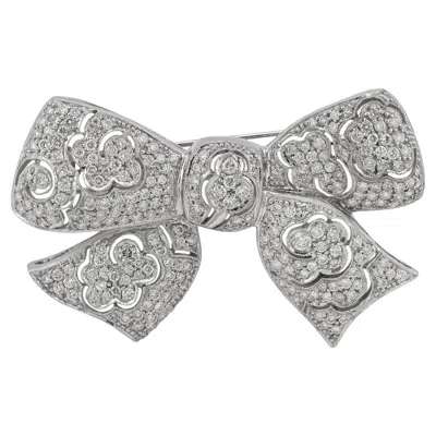Pre-owned Sophia D 4.16 Carat Bow Tie Design All Diamond Platinum Brooch In Multi