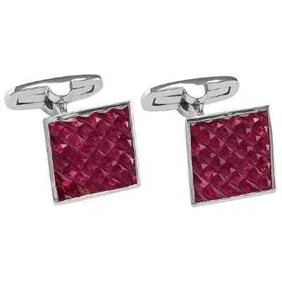 Pre-owned Sophia D . 4.34 Carat Ruby Cufflinks In Platinum In Multi