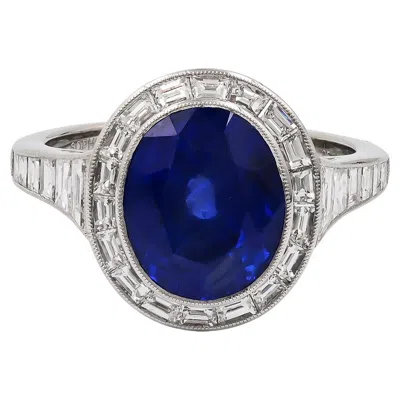 Pre-owned Sophia D . 5.07 Carat Blue Sapphire Platinum Ring