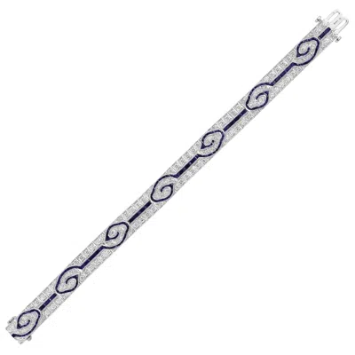 Pre-owned Sophia D . 5.47 Carat Sapphire And Diamond Platinum Bracelet In Blue