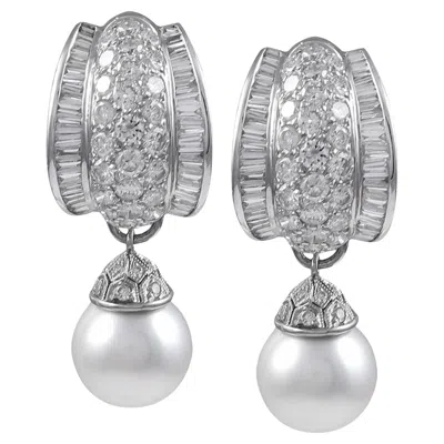 Pre-owned Sophia D . 5.95 Carat Diamond And Pearl Earrings In Multi