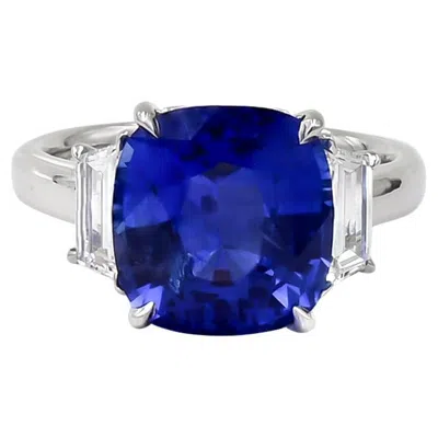 Pre-owned Sophia D . 7.44 Carat Blue Sapphire Ring