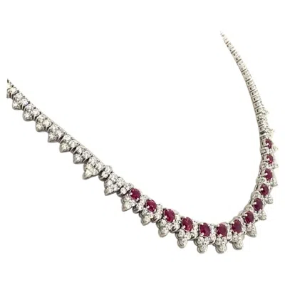 Pre-owned Sophia D . 8.32 Carat Ruby And Diamond Necklace Set In Platinum In Multi