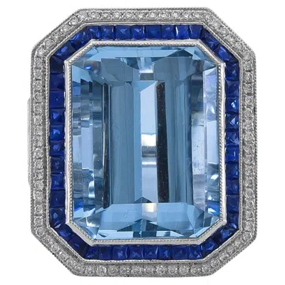 Pre-owned Sophia D . 9.20 Carat Aquamarine Platinum Ring In Multi