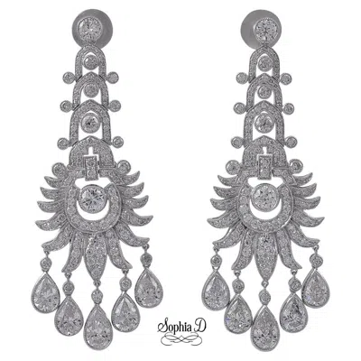 Pre-owned Sophia D . All Diamond Earrings In Platinum In Multi