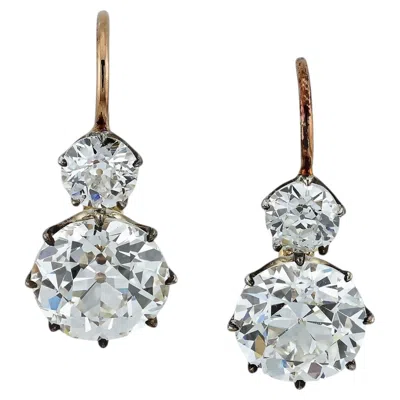 Pre-owned Sophia D Antique Diamond Drop Earrings In 18k Yellow Gold